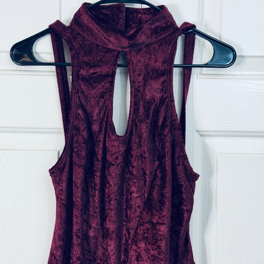 NWT VTG Carabella Y2K Crushed‎ Velvet High Neck Cutout Backless Midi Dress M - Picture 2 of 9